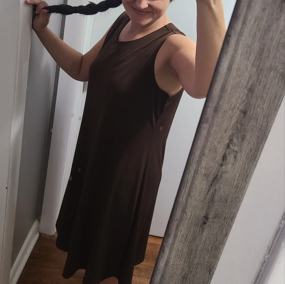 Susan Graver Women's Brown sleeveless midi Dress size M euc - Picture 6 of 8